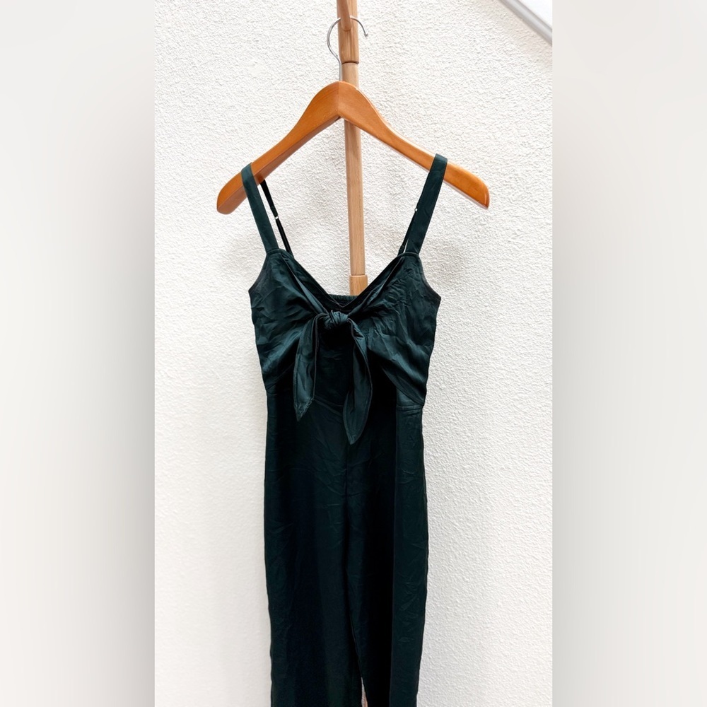 Abercrombie & Fitch Emerald Green Satin Jumpsuit Women’s Size Small Petite - Picture 2 of 6